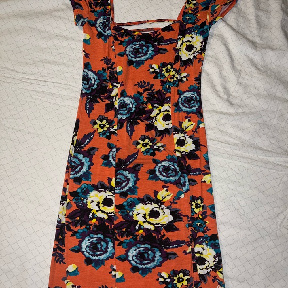 Free People Orange Floral Bodycon Dress